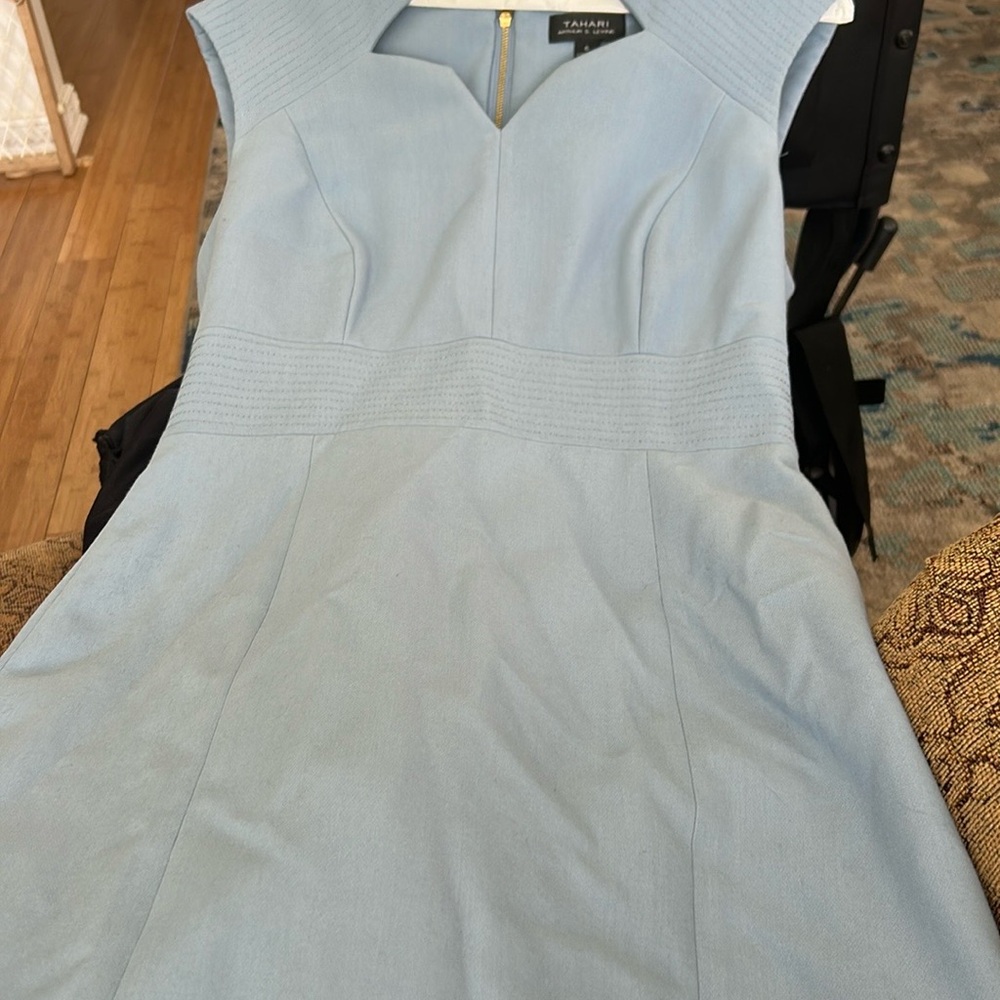 Tahari soft Blue Sweetheart Midi Dress